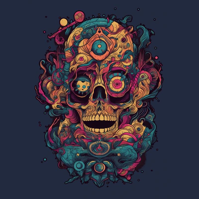 Surrealistic, psychedelic skull