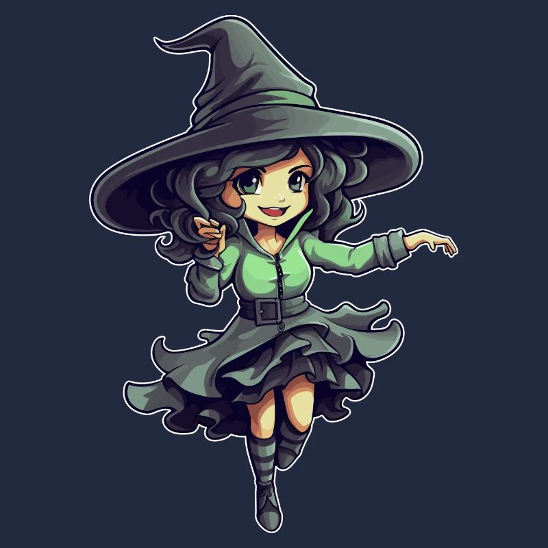 Halloween design sorcière mignonne