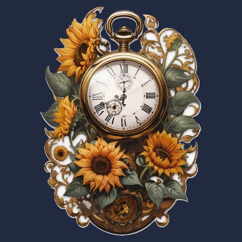 Clock with sunflowers