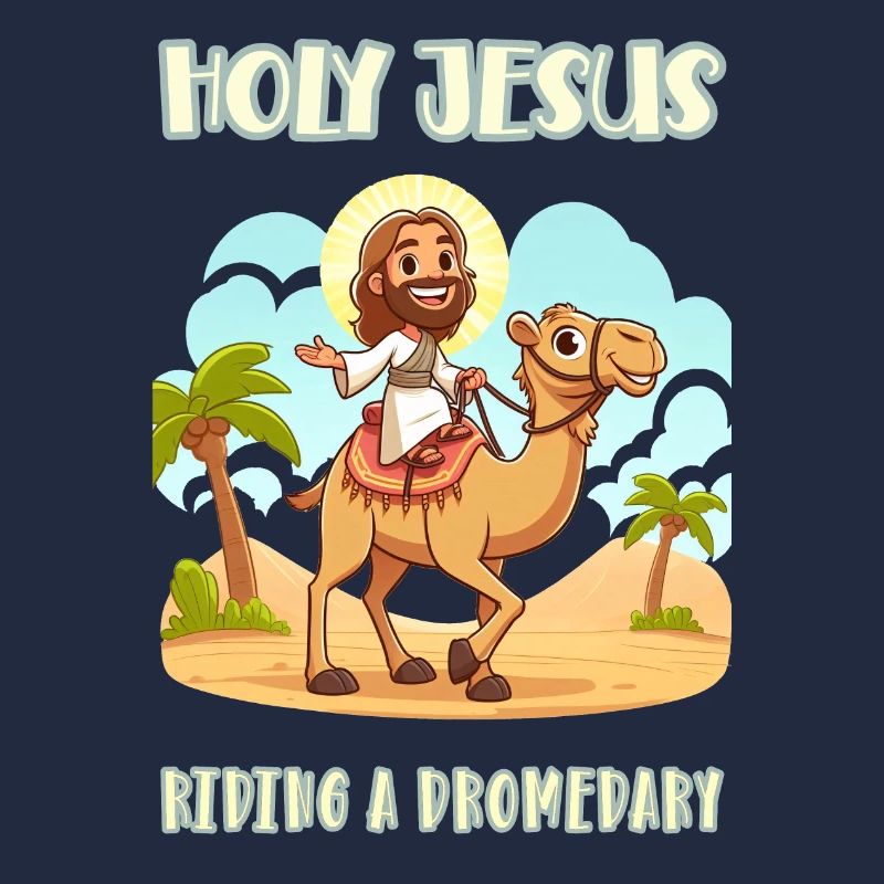 Holy Jesus riding a dromedary