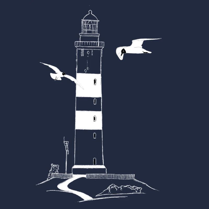 Leuchtturm von Amrum mit Möwen