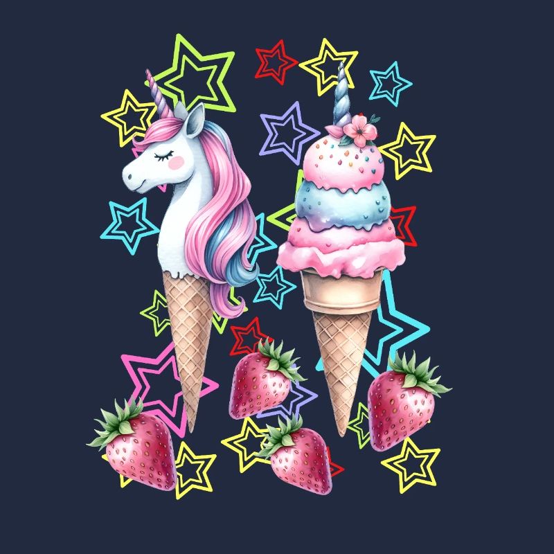 80er Eis Eiskrem Eiscrem Teenie Mädchen Einhorn