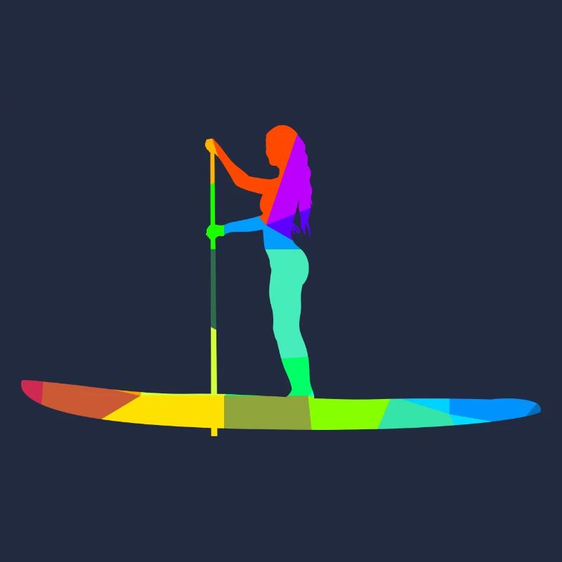 Stand up paddle Planche arc-en-ciel couleurs polygone