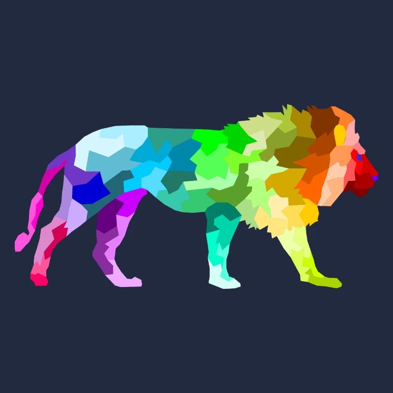 Bunter Regenbogen Löwe Polygon Tiere