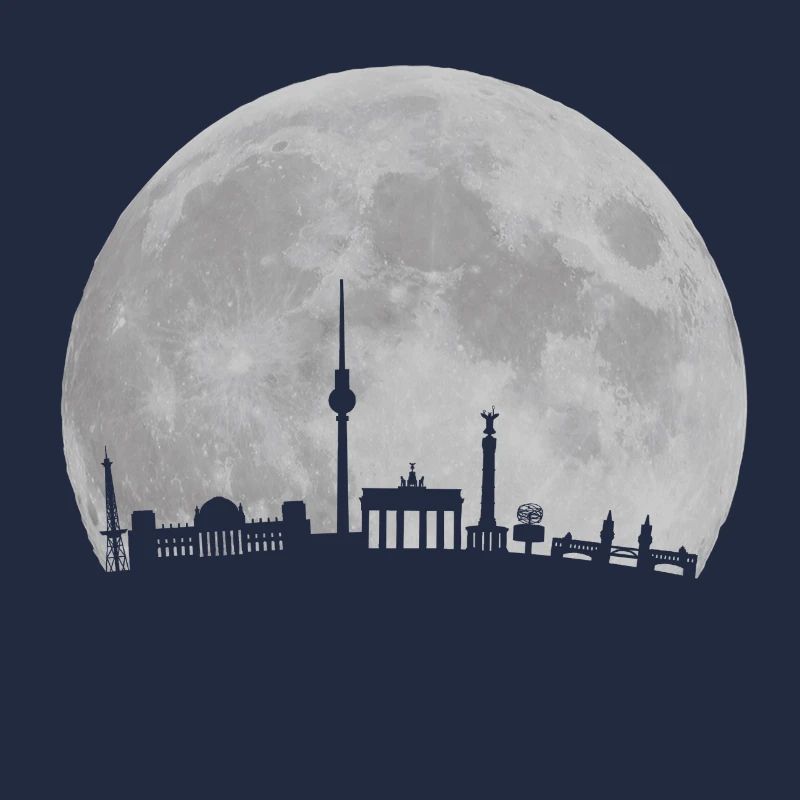 Horizon de Berlin devant la lune tour de