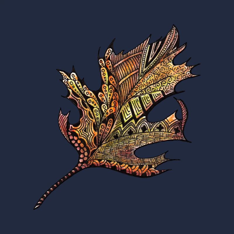 Herbstblatt Doodle Handgemalt