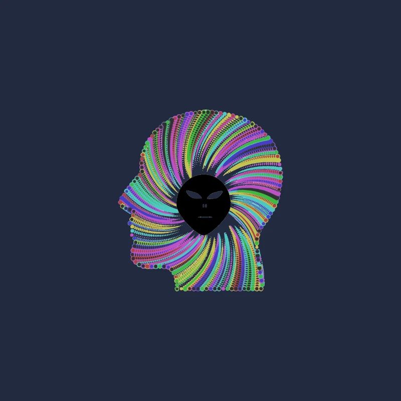 Alien Head Psychedelic LSD Goa Psytrance Tekno