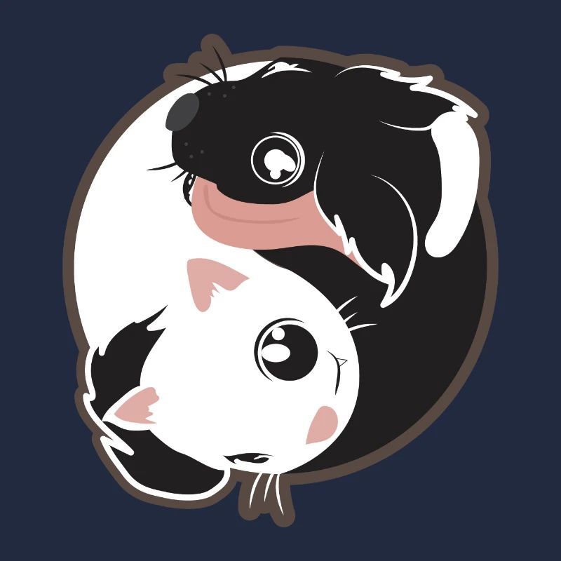 Yin Yang chat chien noir et blanc - idée cadeau