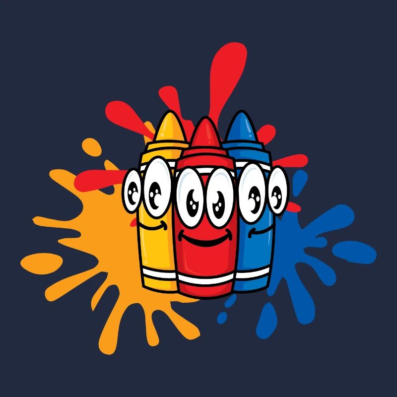 Bunte Stifte mit Farbklecksen
