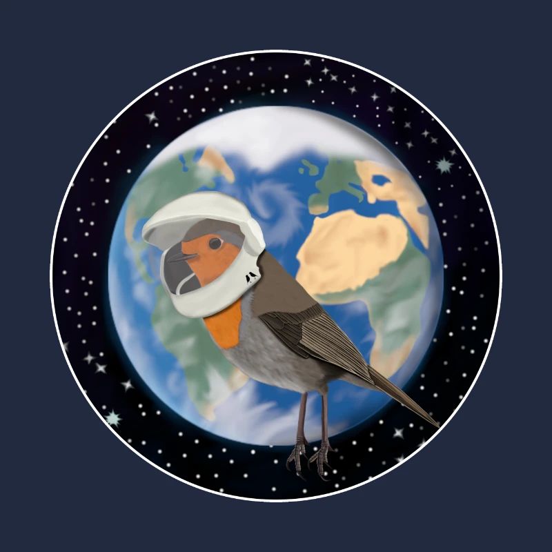 Robin des oiseaux en tant qu'astronaute dans l'espace