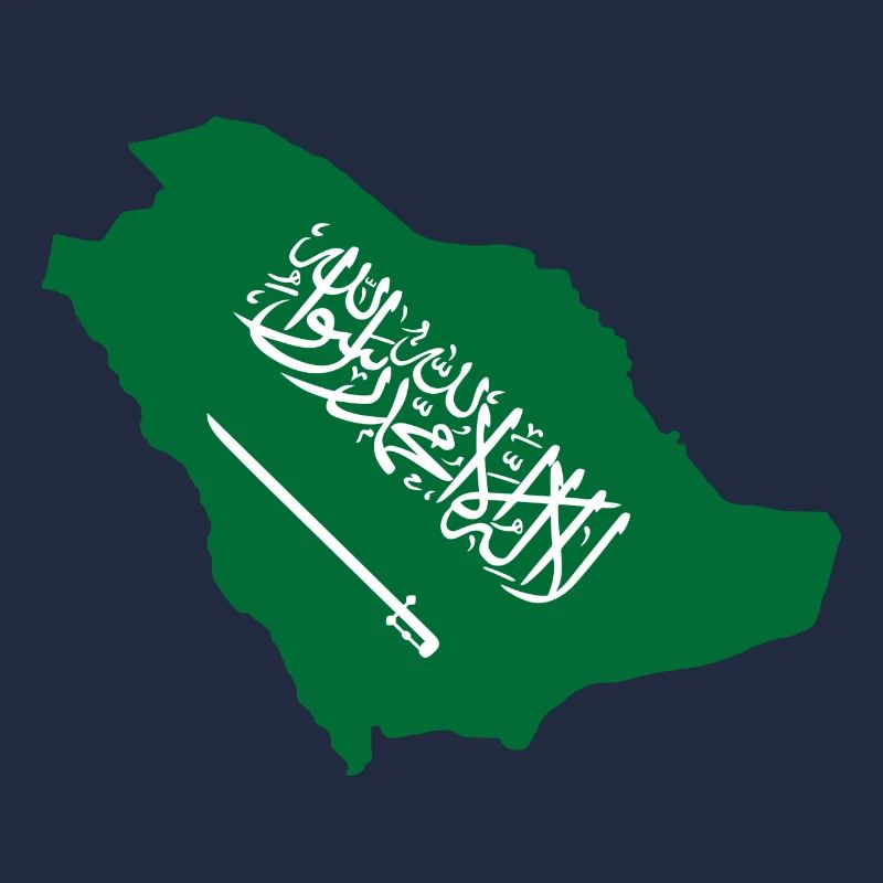 Carte et drapeau de l'Arabie saoudite