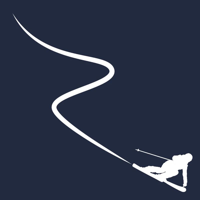 Skier pulls track behind deep snow