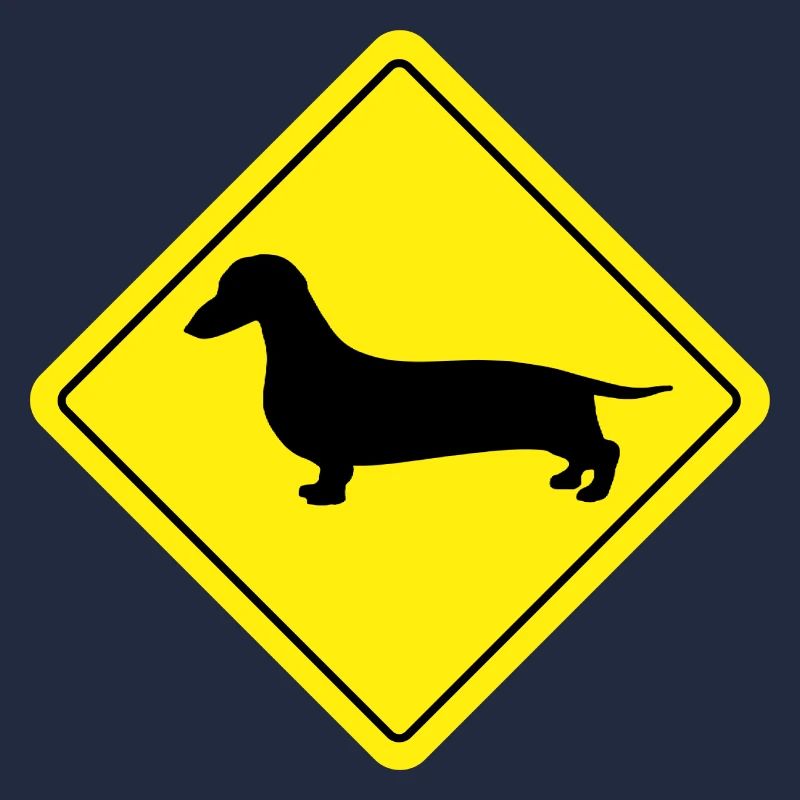 Panneau signalisation jaune Dachshund Teckel