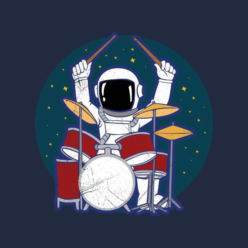 Astronaut Drummer Space Lover Geschenkidee