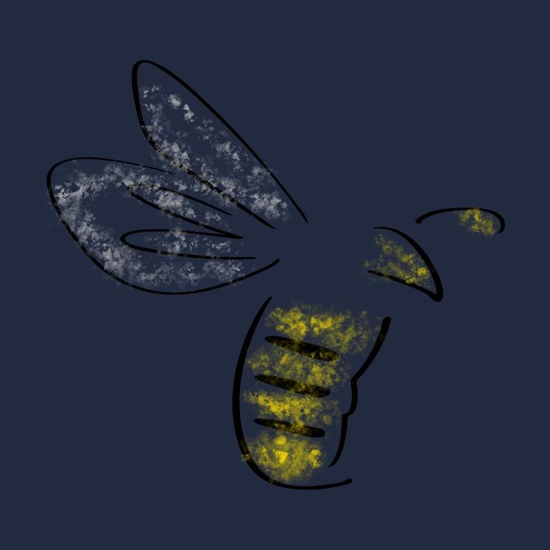Biene Line Art - Minimalistisch mit Farbklecksen
