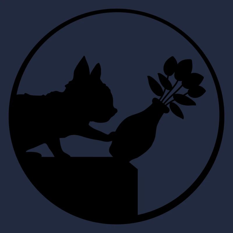 Tombe en bas du vase de fleurs chat