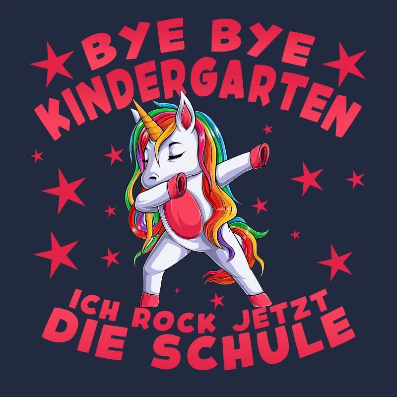 Bye Kindergarten Schule Kinder Einhorn
