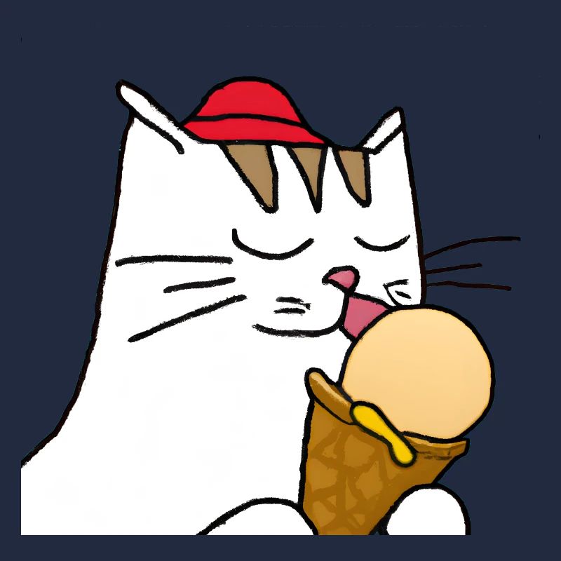 Chat avec crème glacée
