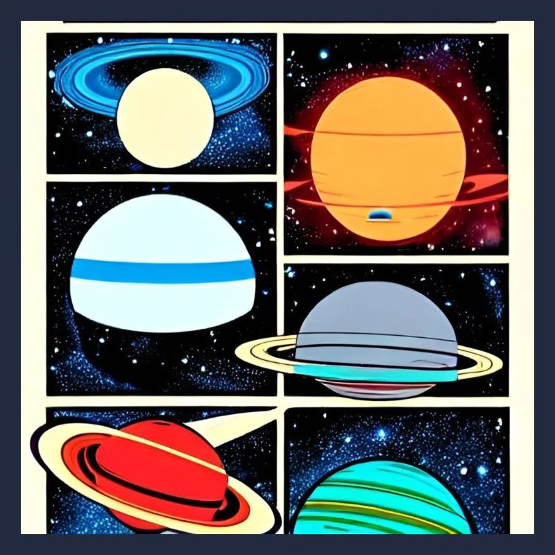 Planètes sur le style de bande dessinée spatiale