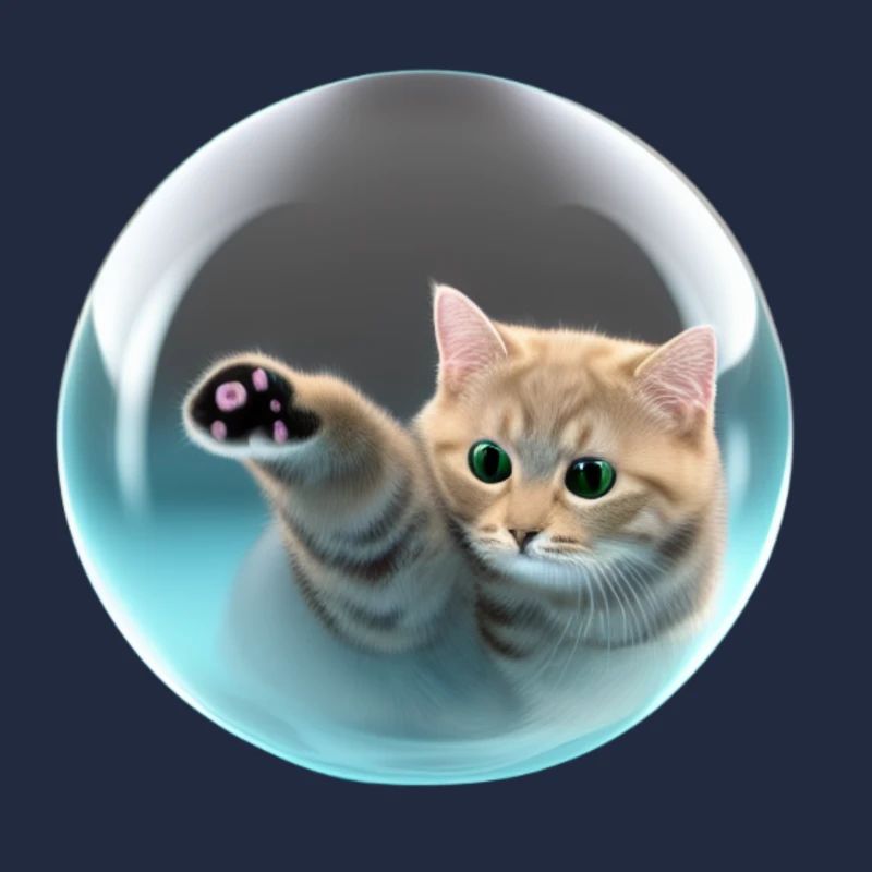 Chat en bulle de savon, style numérique