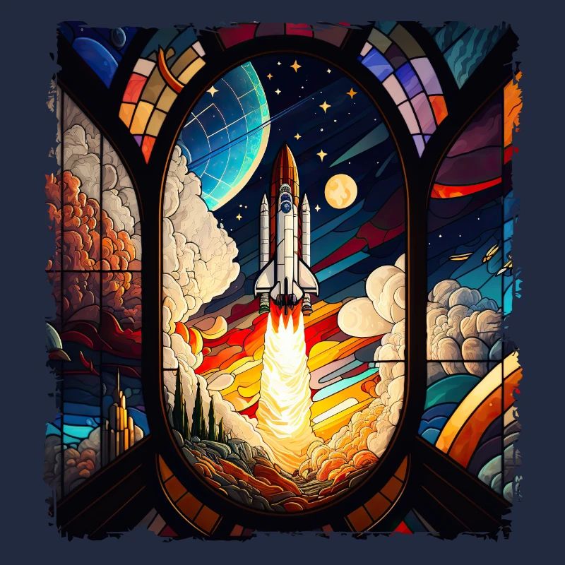 Lancement de fusée spatiale Kirchenglass Buntglass