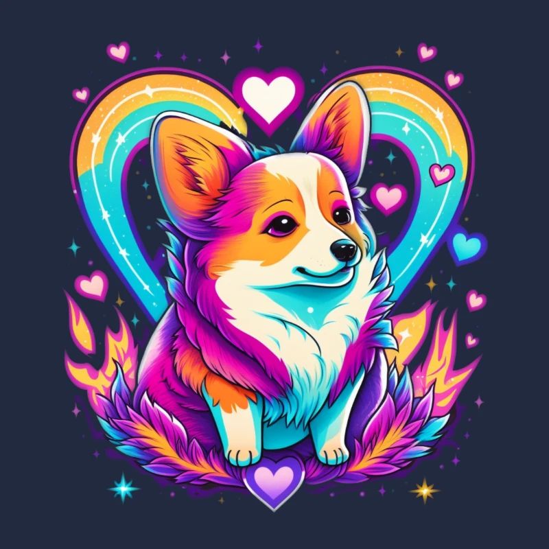 Kawaii corgi néon amour