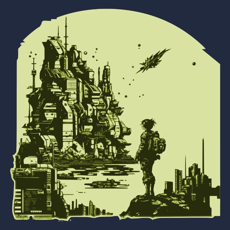 Science Fiction Comic Artwork in 8 Bit Retro Style