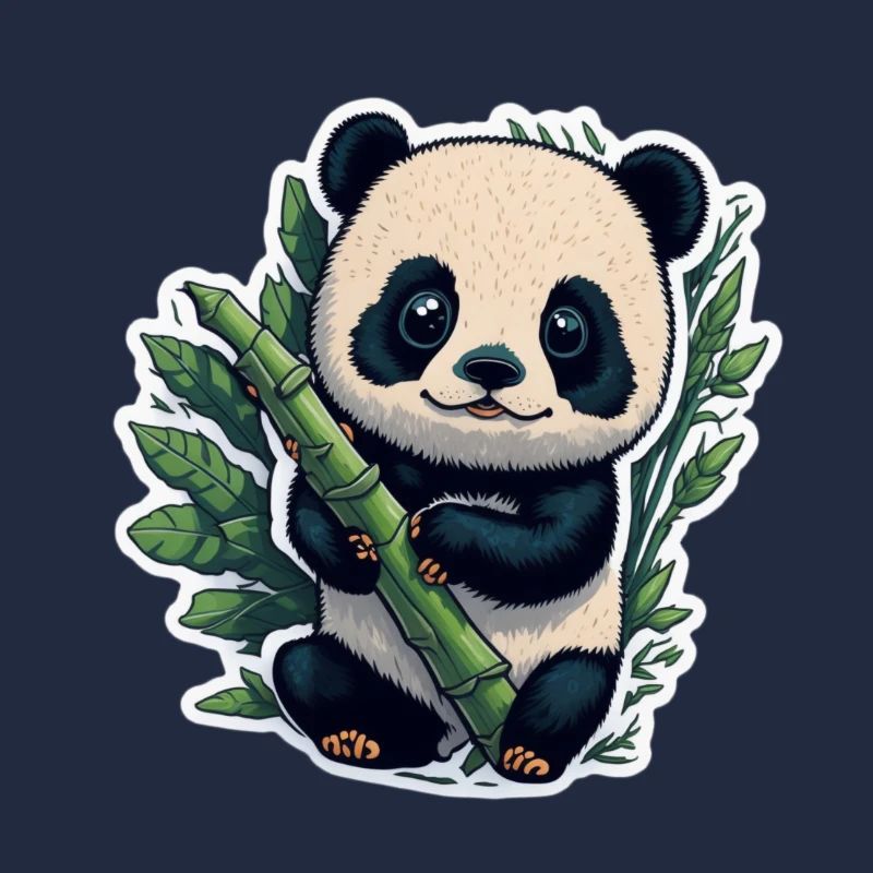 Panda mignon avec bambou