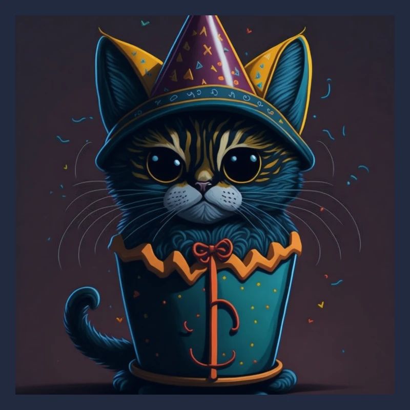 Katze mit Geburtstagshut