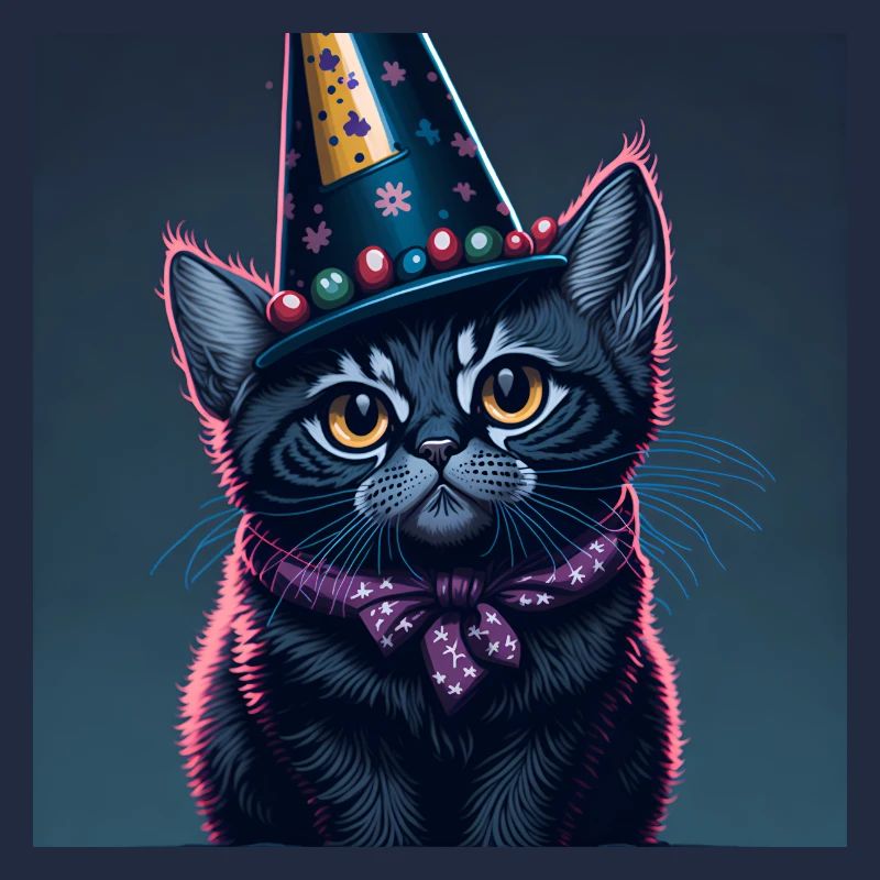 Katze mit Geburtstagshut