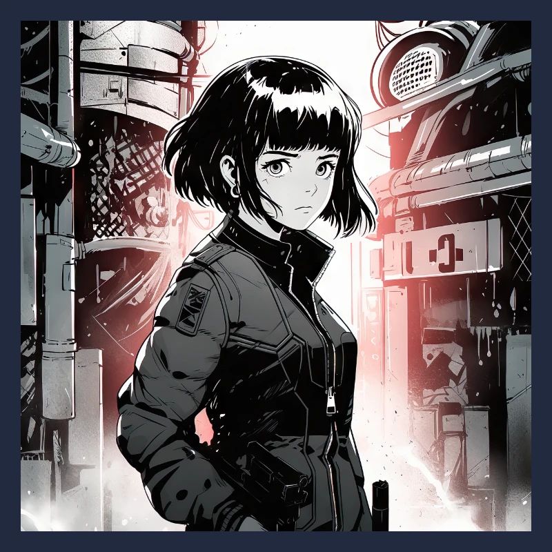 Phénomène monochrome: Beautiful Anime Girl dans un
