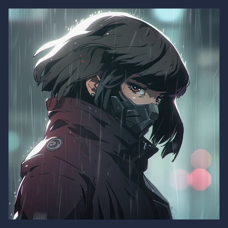 Kybernetische Rätsel: Schönes Anime-Mädchen mit einem