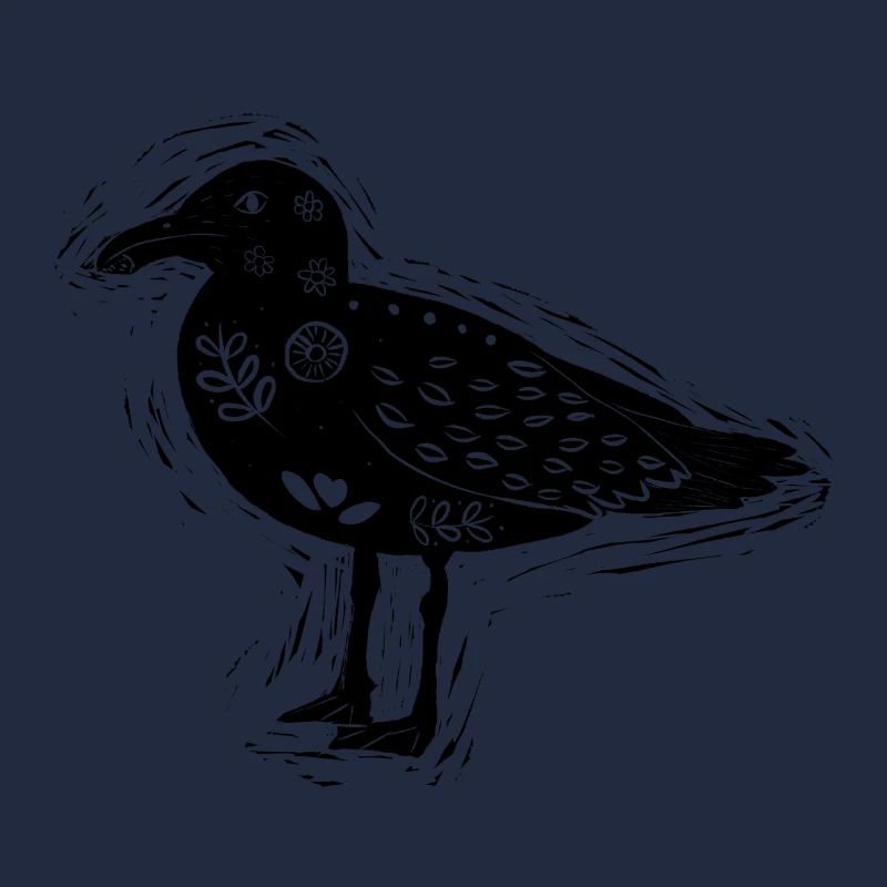 Style d’impression Seagull block. Noir