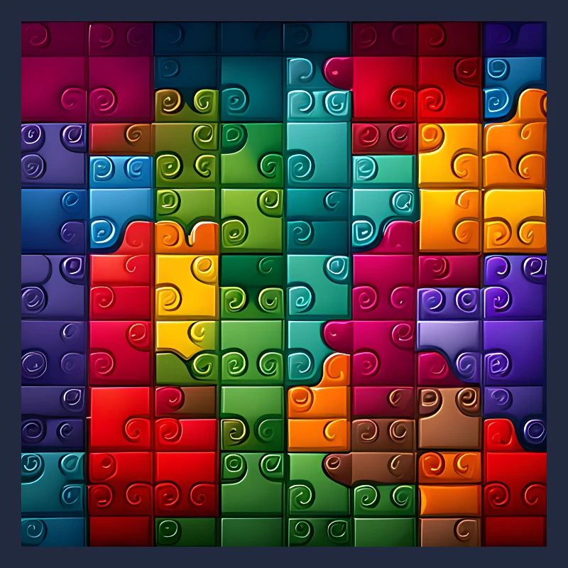 Colorful Rainbow Jigsaw Puzzle Pattern