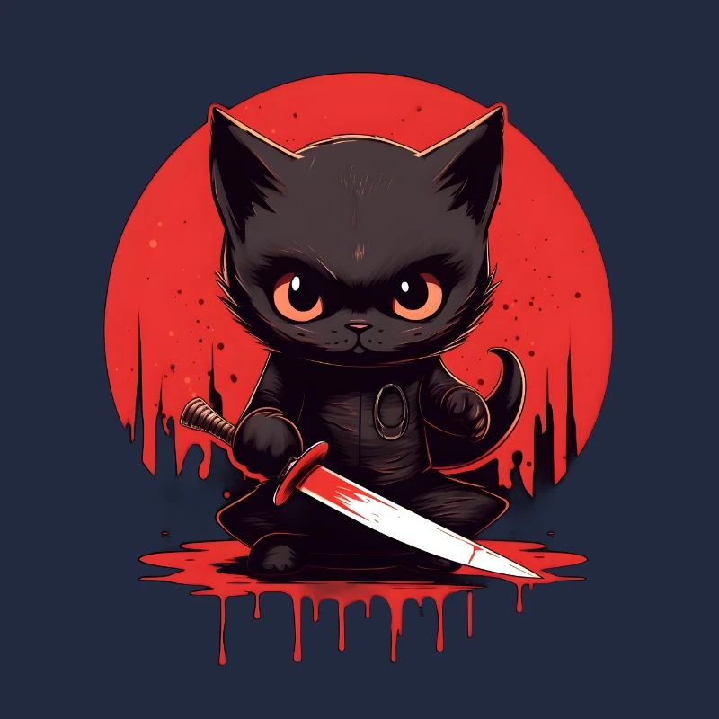 Chat noir assoiffé de sang