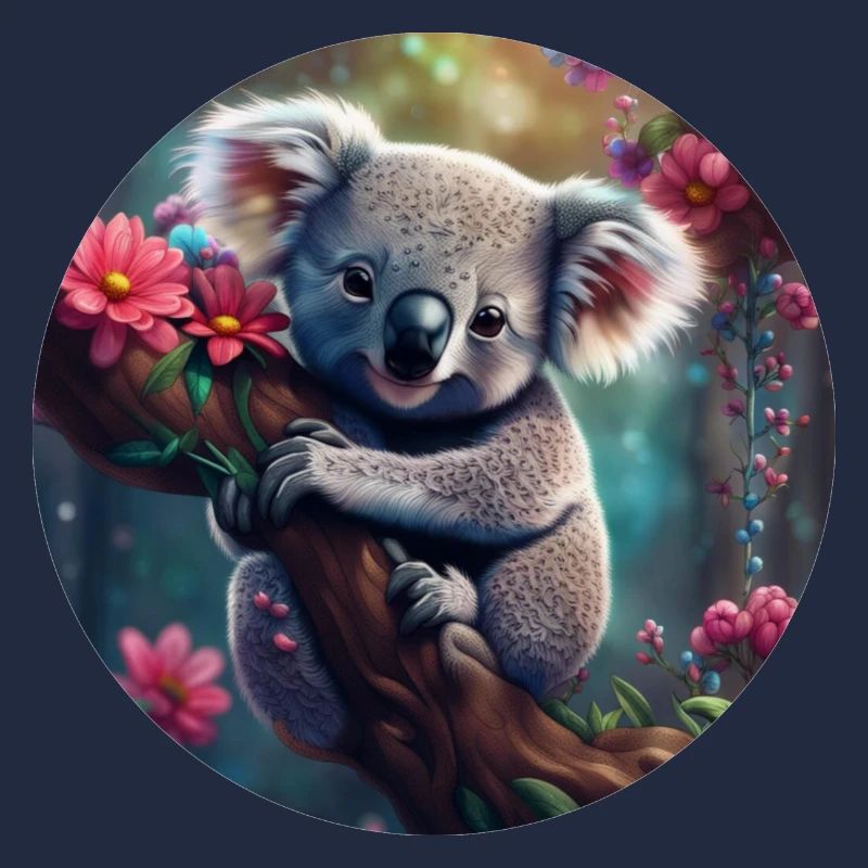 Koalabär niedlich im Baum mit Blumen