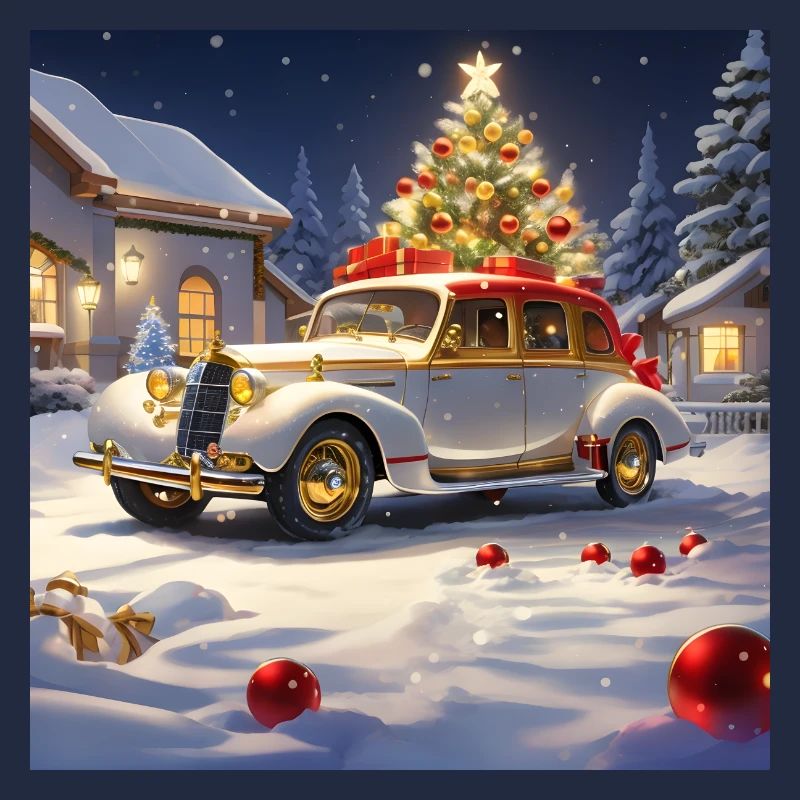 OLDTIMER IM SCHNEE ZU WEIHNACHTEN