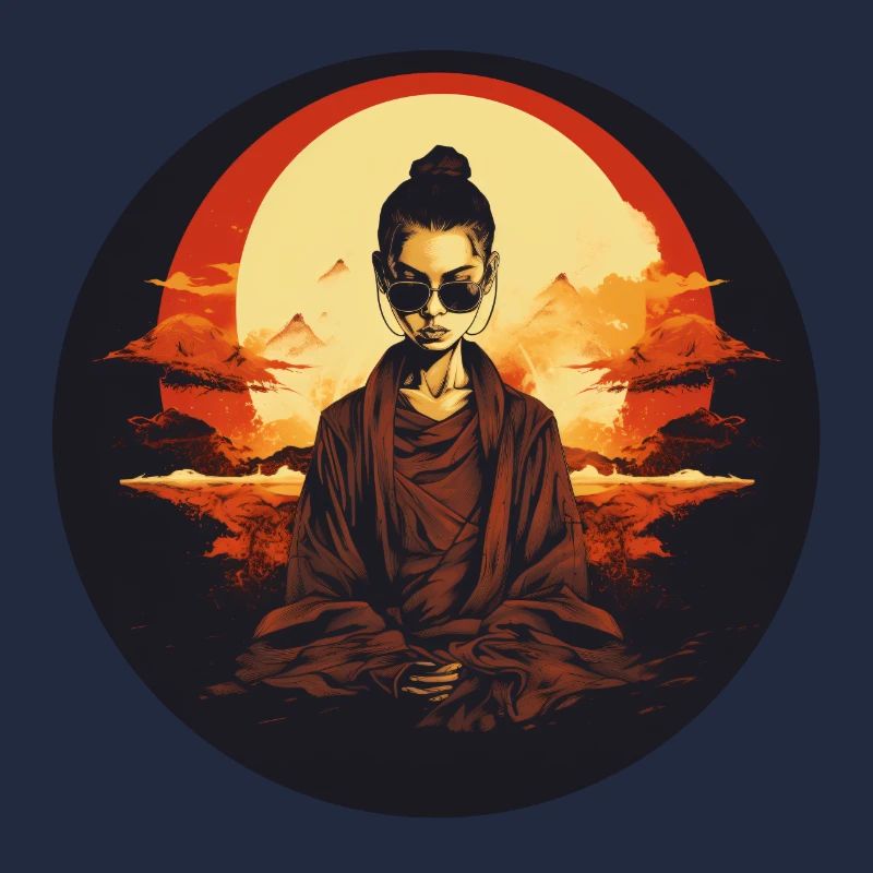 Cooler weiblicher buddhistischer Mönch