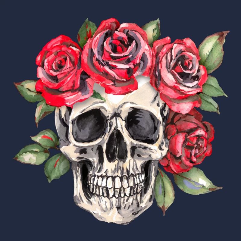 Crâne avec des roses rouges