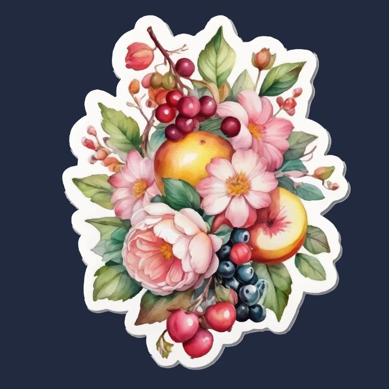 Blumen und Obst