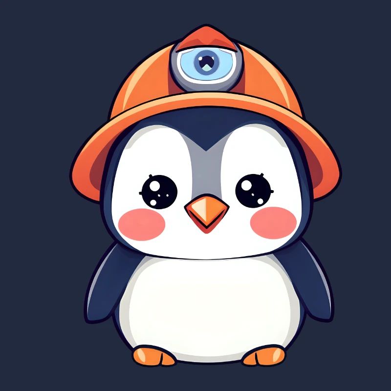 Pingouin de l’équipe de construction dans un casque de sécurité orange