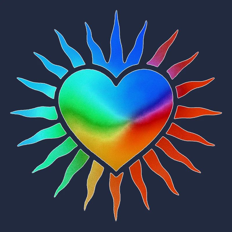 Regenbogenherz mit Sonnenstrahlen