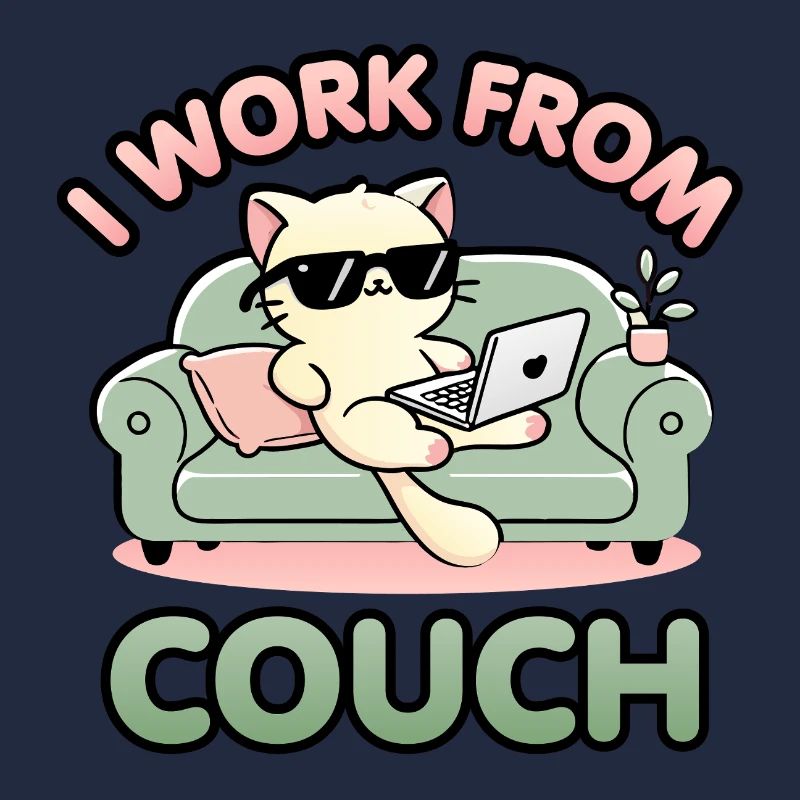 I Work From Couch – Lazy Cat Remote Worker Design