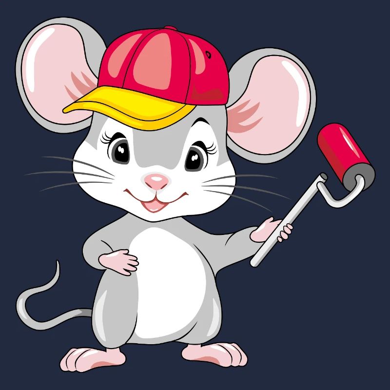 Lächelnde Maus mit einer Farbrolle in der Hand