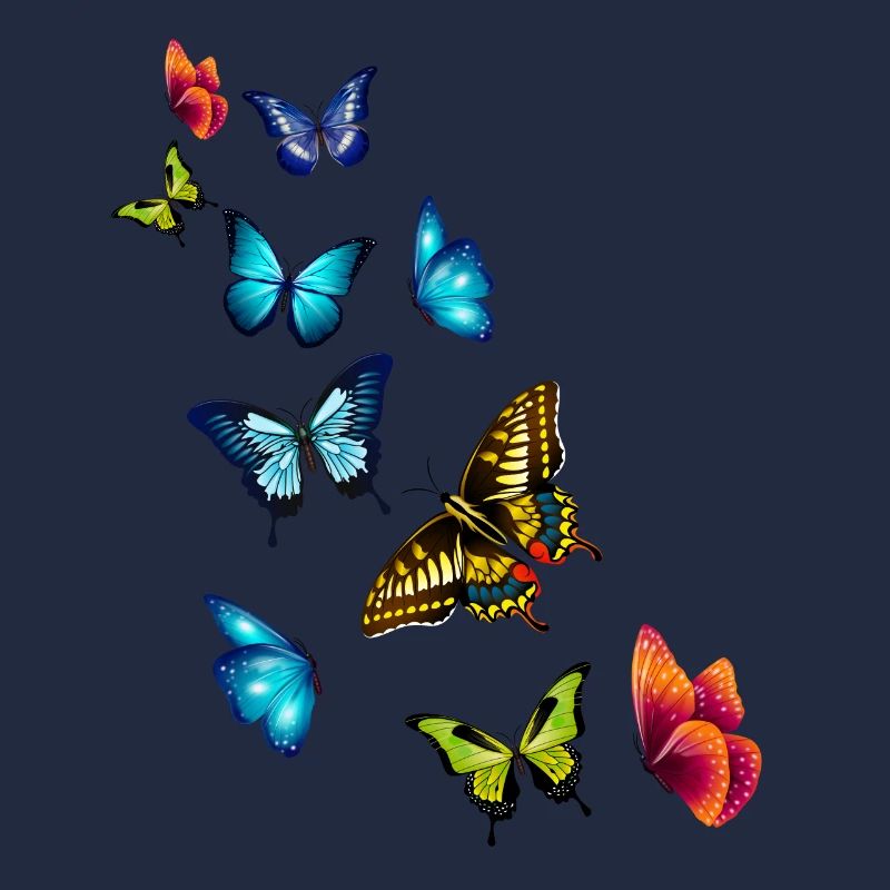 Mädchen Schöne Bunte Schmetterlinge