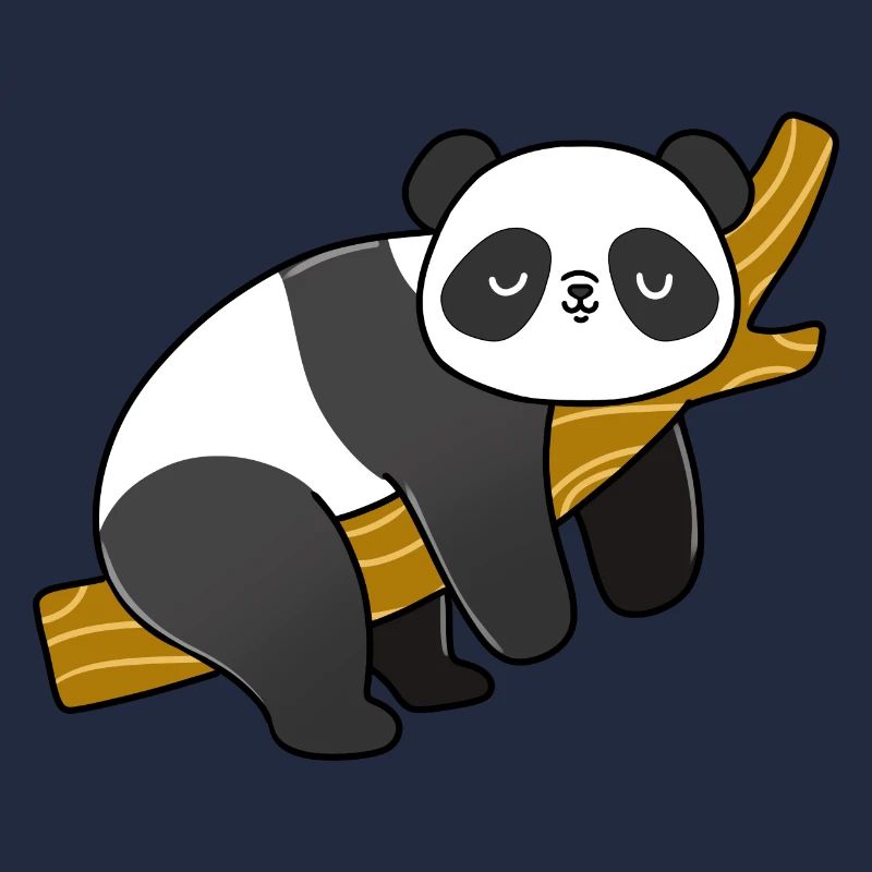 Panda sleeping on a branch