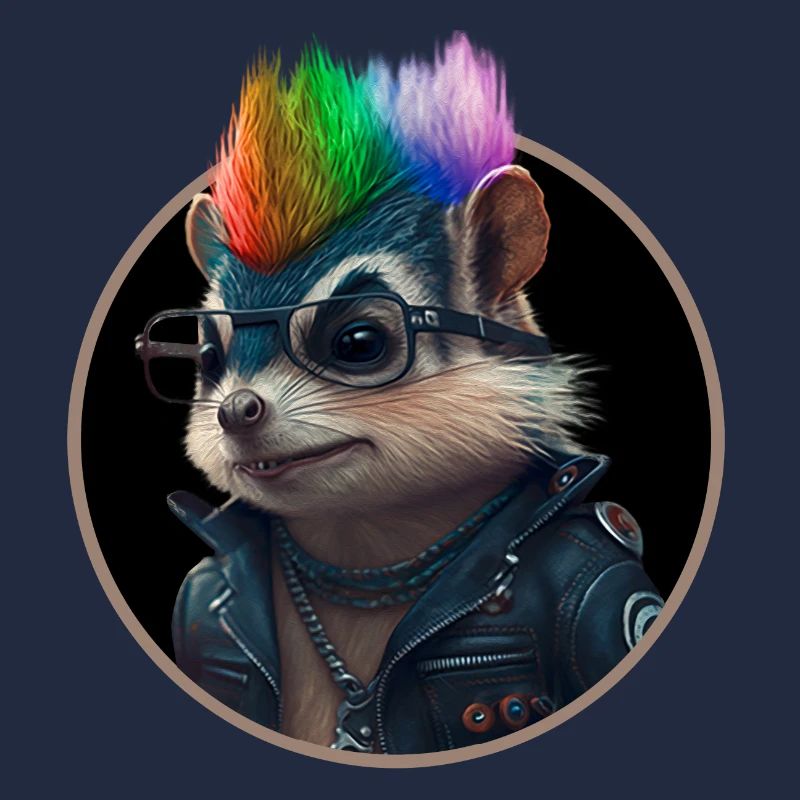 Écureuil punk avec coiffure iroquoise arc-en-ciel