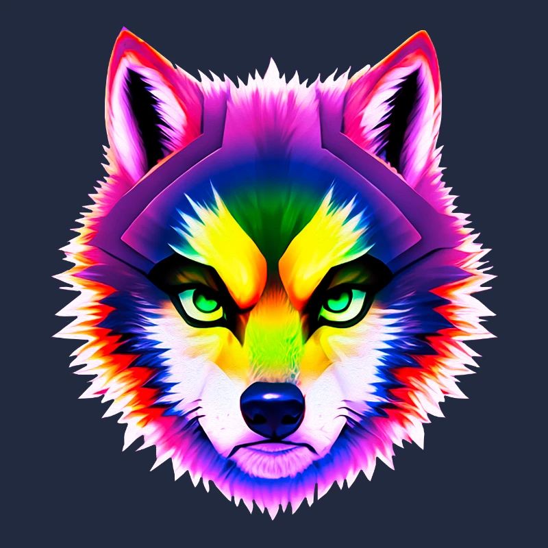 Mystischer Regenbogen Wolf Kopf