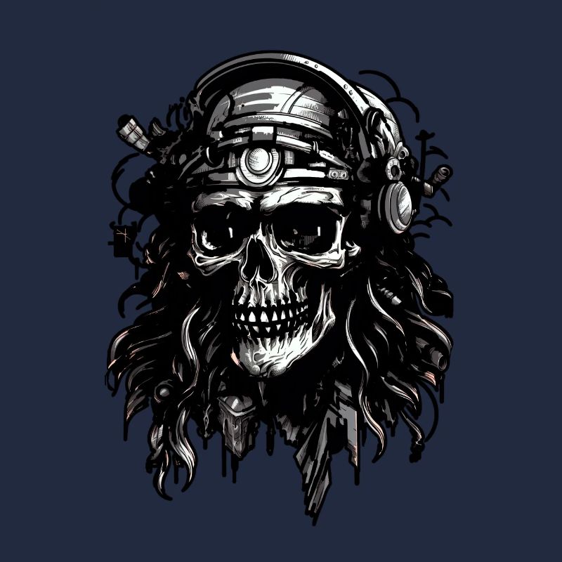 Helm Pilot Schädelkopf, Digitale Illustration,