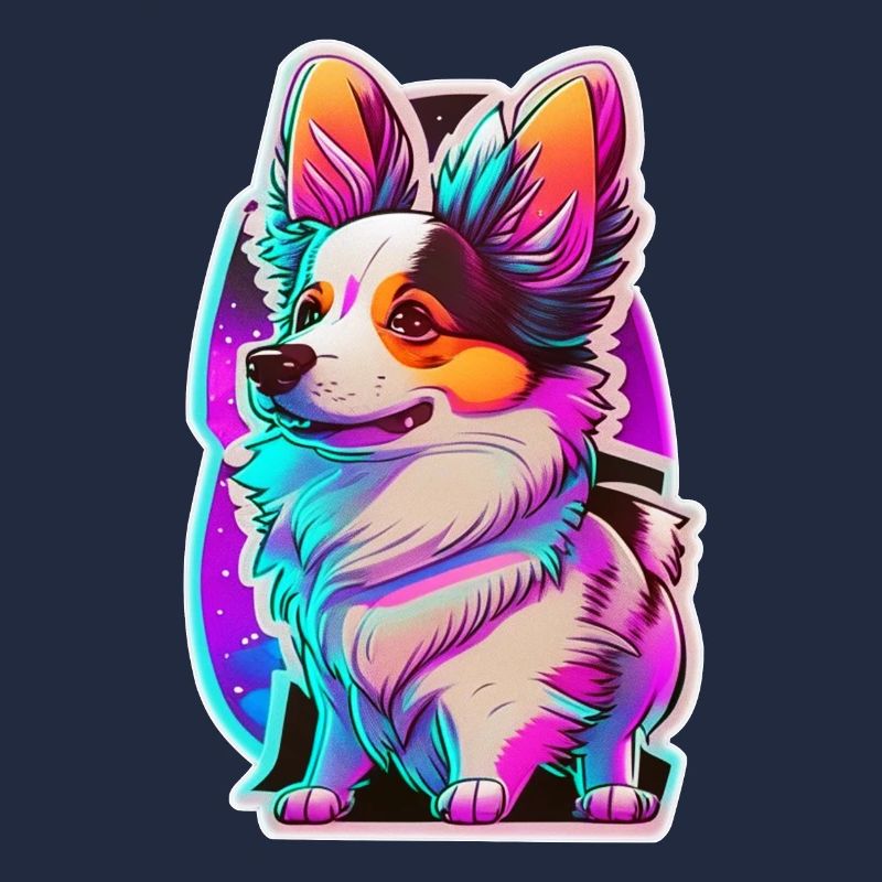 Kleiner Hund und Neonlicht